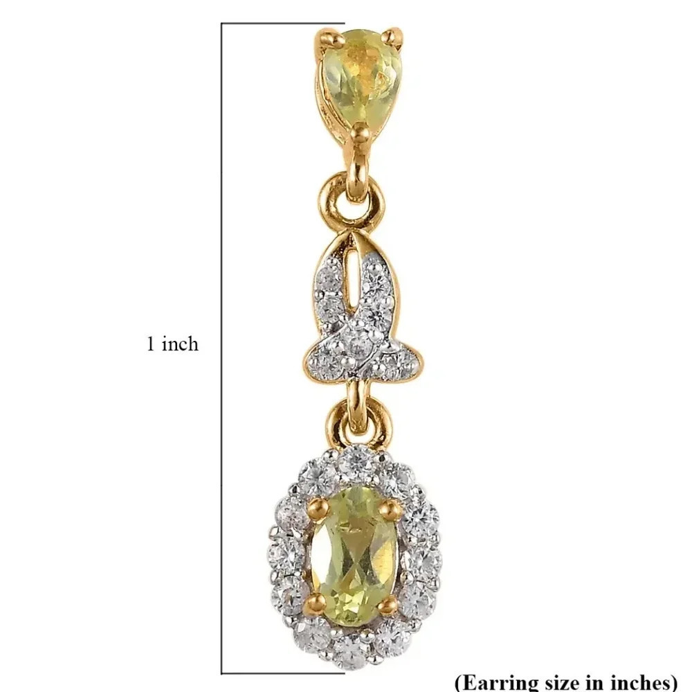 *RARE* Natural Chrysoberyl and White Zircon Dangle Earrings. - Picture 5 of 5